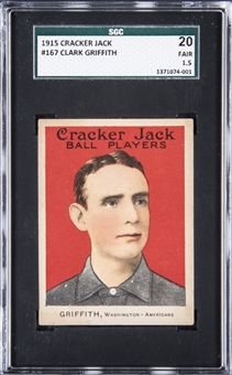 1915 Cracker Jack #167 Clark Griffith - SGC FR 1.5